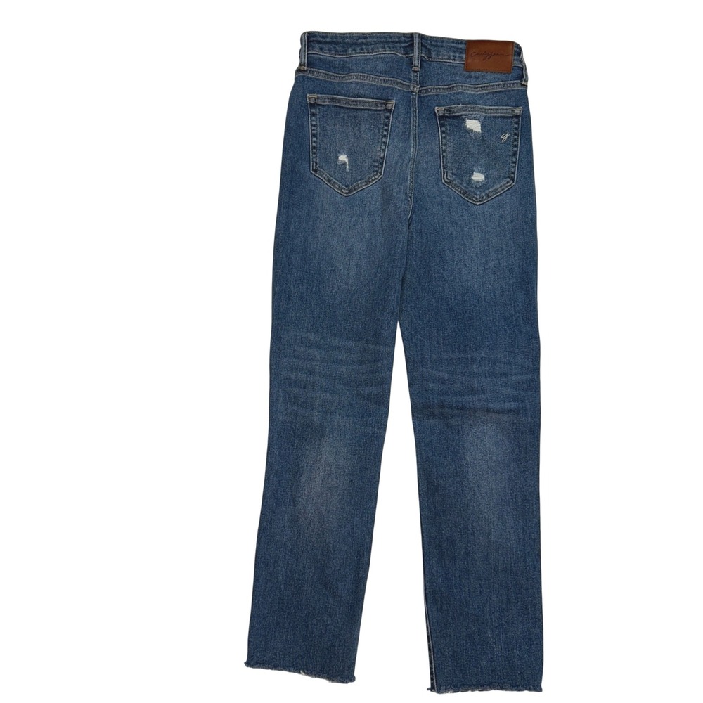 Carly Jean Chrissy Distressed Straight Leg Jeans Size 5 Medium Wash High Rise - Picture 3 of 9